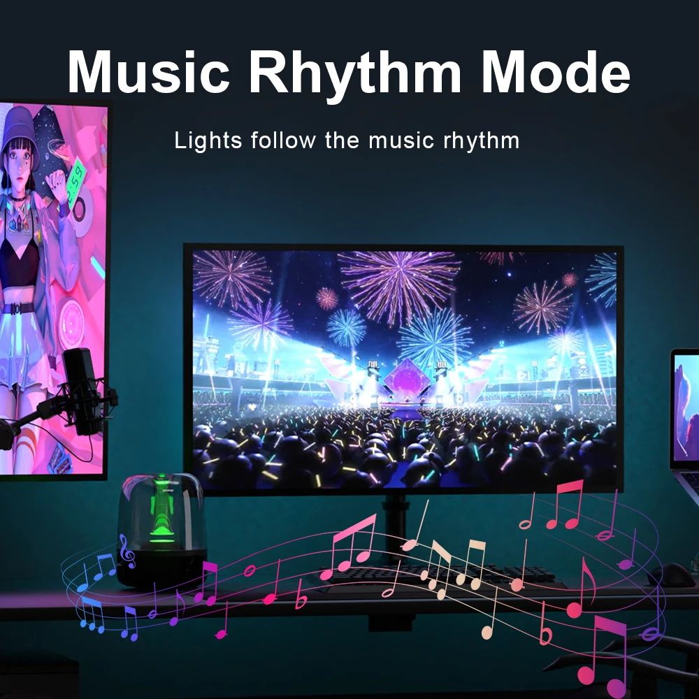 Ambient PC Sync RGB Light Strip – Monitor Backlight, Screen-Sync & Music-Sync LED Kit (USB Powered)