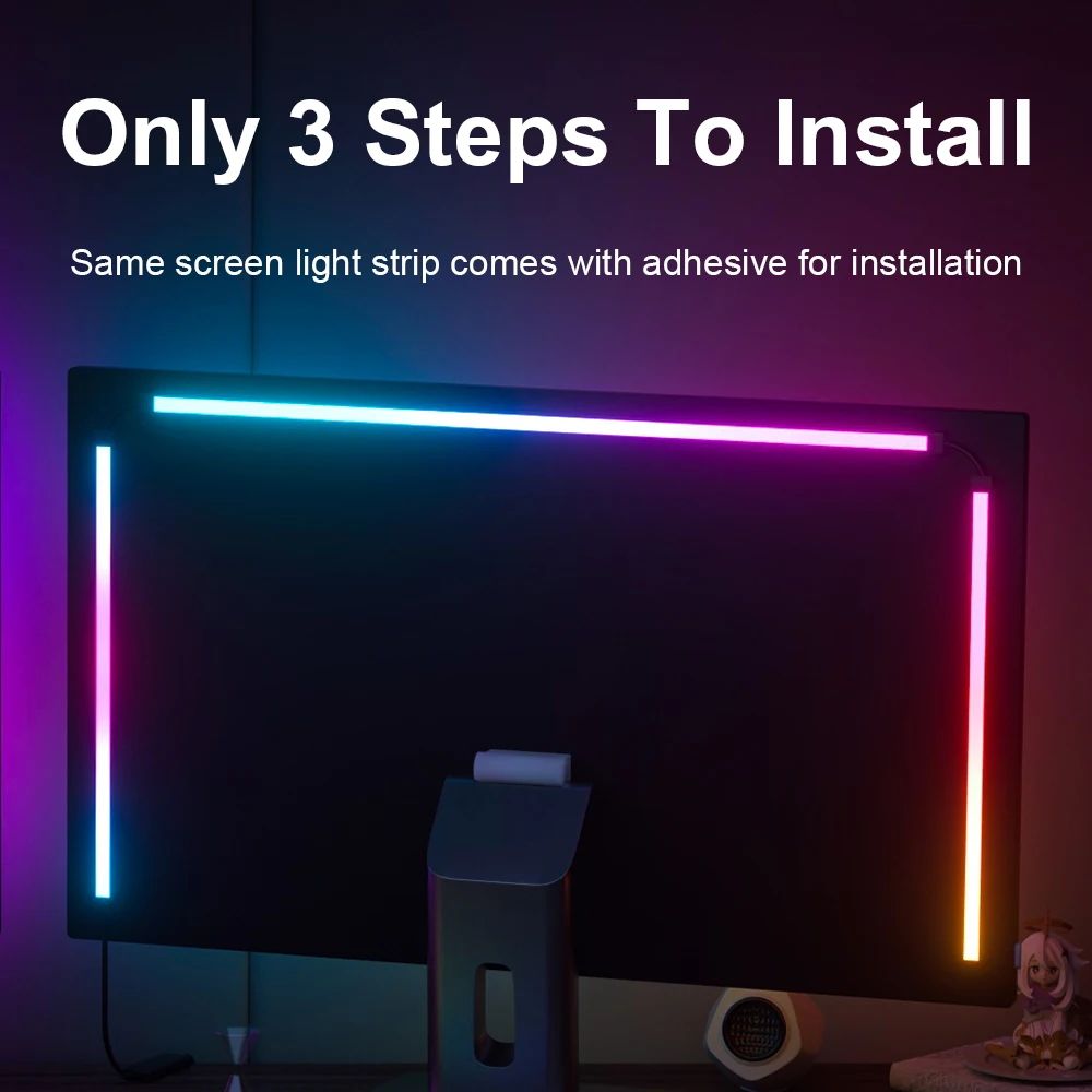 Ambient PC Sync RGB Light Strip – Monitor Backlight, Screen-Sync & Music-Sync LED Kit (USB Powered)