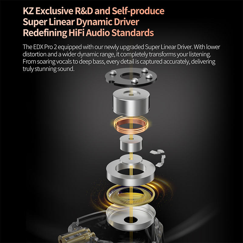 KZ EDX PRO 2 Dynamic in Ear Earphone HIFI DJ Earphones Earbud Music Noise Cancelling Headset 3.5MM Tpre-c Plug